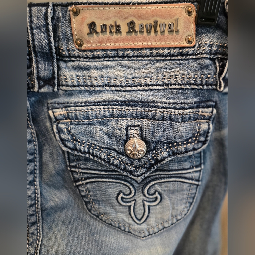 Rock Revival Faded Blue Denim Jeans - Picture 7 of 8